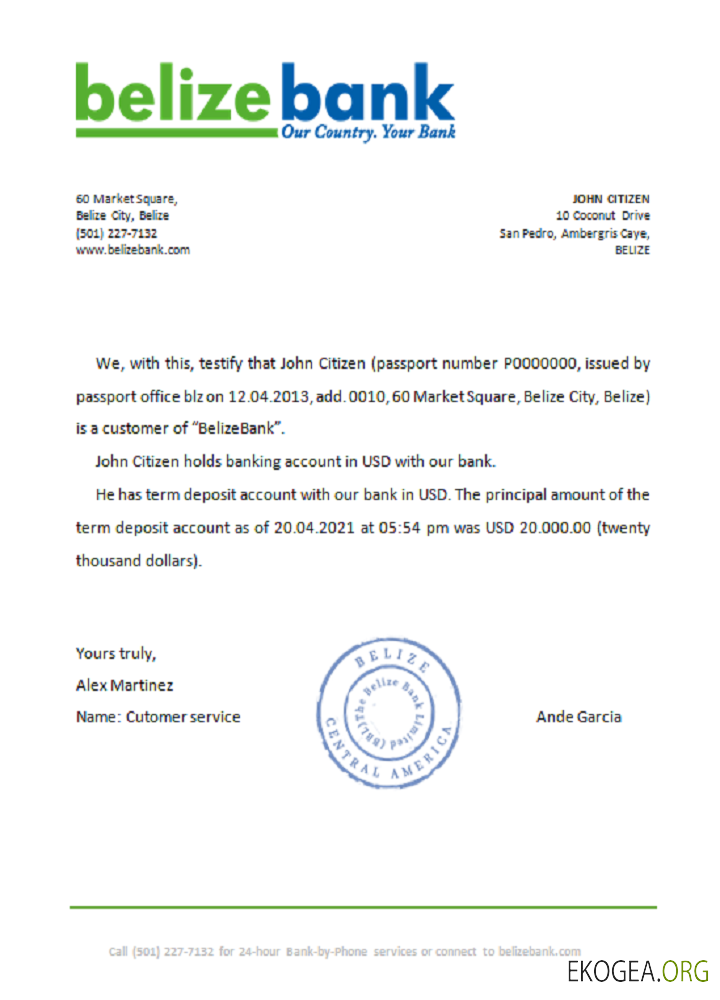 Belize , Belizebank , reference